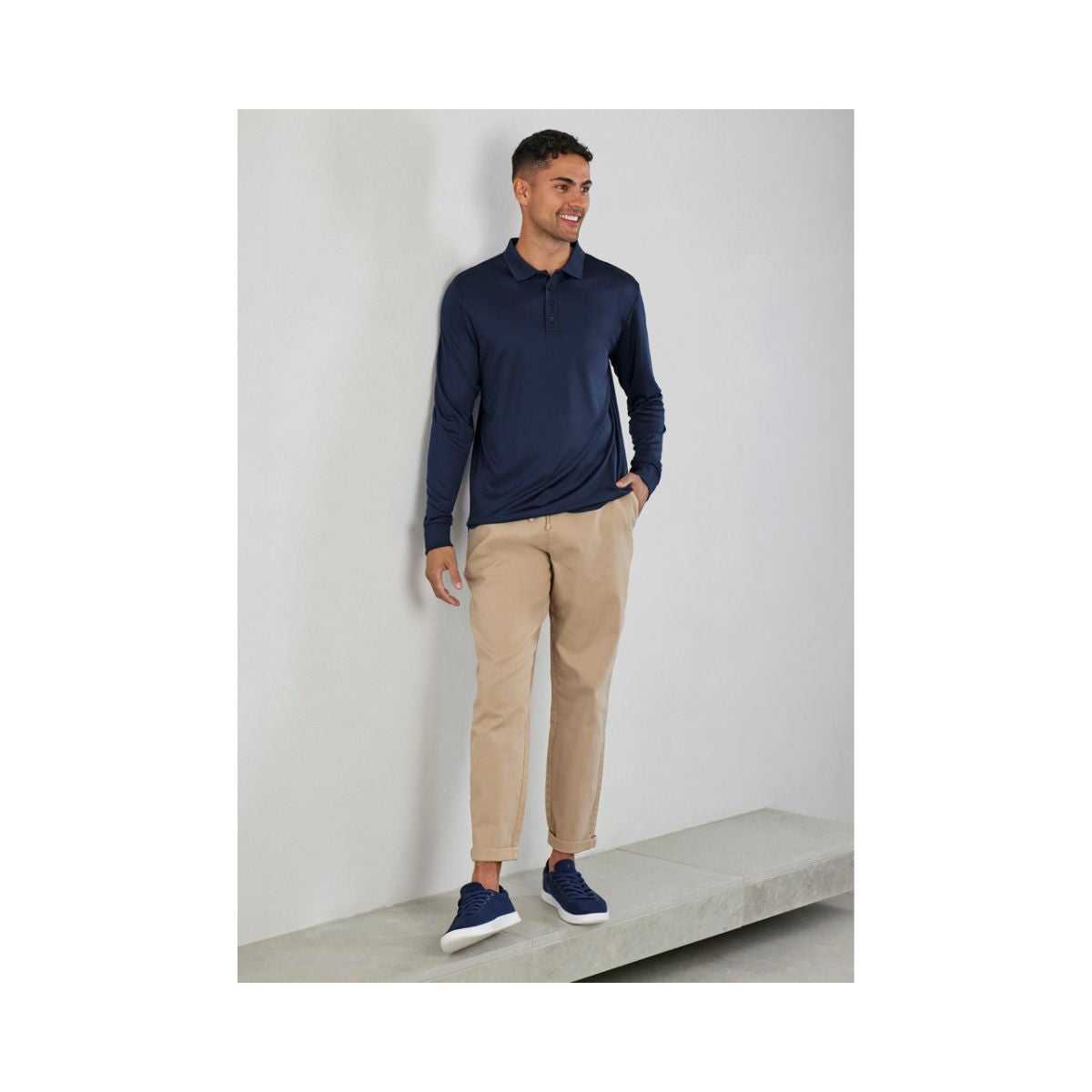 Biz Collection Men's Action Long Sleeve Polo Shirt P206ML