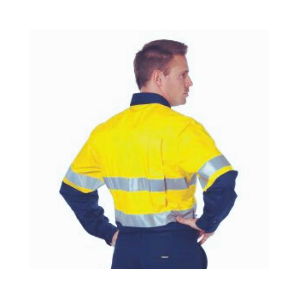 DNC Hi Vis Cool Breeze Vertical Vented Cotton Shirt with Generic Reflective Tape Long Sleeve 3984