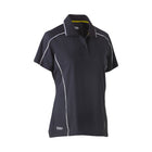 Navy women's mesh polo with reflective piping for workwear