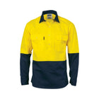 DNC HiVis Two Tone Cotton Drill Shirt Yellow Navy