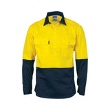 DNC HiVis Two Tone Closed Front Cotton Drill Shirt - Long Gusset Sleeve 3834