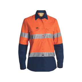 Orange and navy women's hi vis work shirt