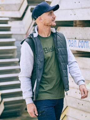 Men's contrast puffer fleece hooded jacket for workwear