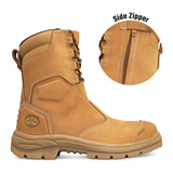 Oliver 200mm Hi-Leg Wheat Zip Sided Safety Boots 55-385 with side zipper detail for easy access and durable leather construction for heavy-duty use.