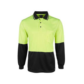 JB's hi-vis long sleeve jacquard polo, front view