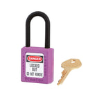 Purple dielectric safety padlock with key