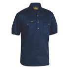 Bisley Closed Front Cotton Drill Short Sleeve Shirt Navy
