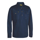 Bisley Closed Front Cotton Drill Shirt Navy