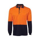 JB's Hi Vis Long Sleeve Cotton Polo 6CPHL in Orange/Navy