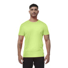 Model wearing KingGee Hi Vis Short Sleeve T-Shirt K54034 in yellow