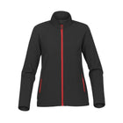 Back view of black women's softshell jacket