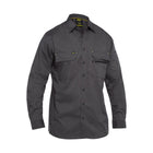 Black men's airflow stretch ripstop work shirt with shoulder yoke