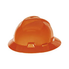 Orange safety hard hat with visor