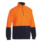Hi Vis Polar Fleece Zip Pullover front view orange