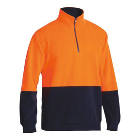 Hi Vis Polar Fleece Zip Pullover front view orange