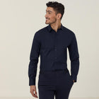 NNT Men's Avignon Stretch Long Sleeve Slim Shirt in navy color