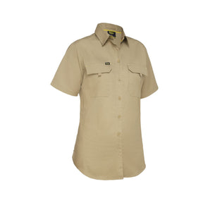 Bisley Women's X Airflow™ Ripstop Short Sleeve Shirt front view beige