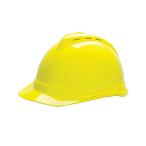 Yellow vented hard hat with Fas-Trac III suspension