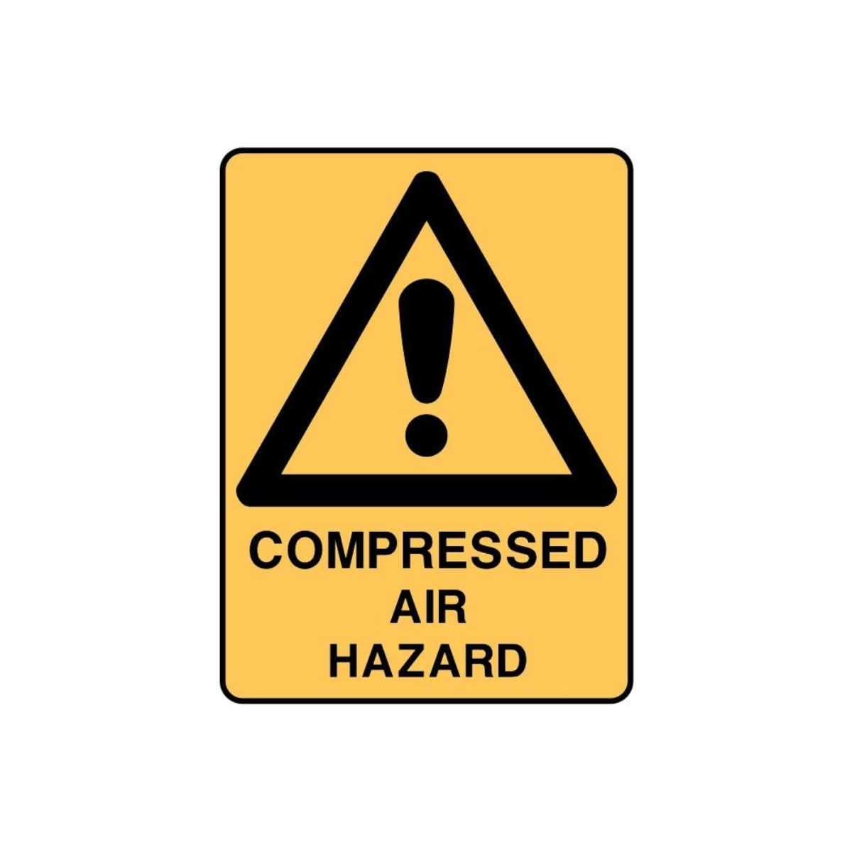 Warning Sign - Compressed Air Hazard (Self Adhesive Vinyl) H250mm x W180mm (Each)