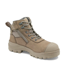 Blundstone Unisex Rotoflex Safety Boots - Stone Nubuck #8553 side view
