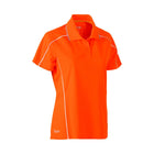 Orange women's work polo with reflective piping