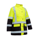 Black women's Hi Vis rain jacket front view
