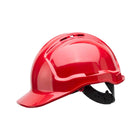 Red hard hat with vented design