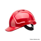 Red hard hat for head protection