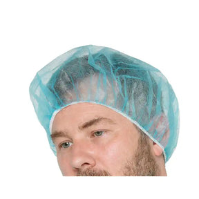 Blue disposable hairnet cap