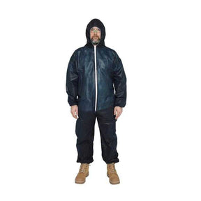 Blue Disposable Coverall with Hood Front View