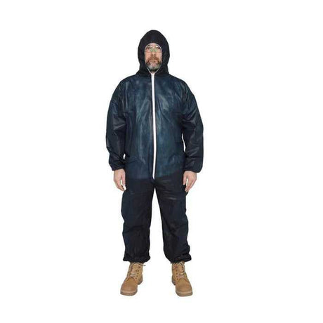Blue Disposable Coverall with Hood Front View