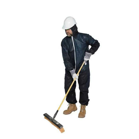 Blue Disposable Coverall with Hood in Use