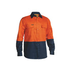 Bisley Hi Vis Drill Shirt BS6267 orange and navy front view