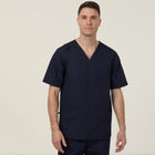 Unisex Vital Antibacterial Chang Scrub Top in navy front view
