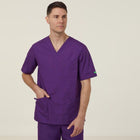 Unisex Vital Antibacterial Chang Scrub Top in purple front view