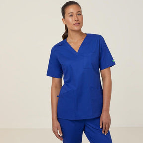 NNT Mayo V Neck Scrub Top CATUMN blue front view