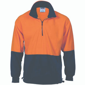 DNC HiVis Two Tone 1/2 Zip Polar Fleece 3825 Orange Navy