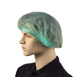 Green crimped beret hairnet 21 inch