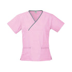 Pink contrast crossover scrubs top