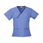 Blue contrast crossover scrubs top