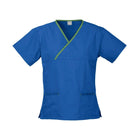 Blue women's crossover scrubs top