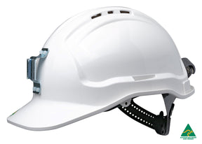 Maxisafe Tuffgard Vented Hard Hat with Sliplock Harness and metal lamp bracket