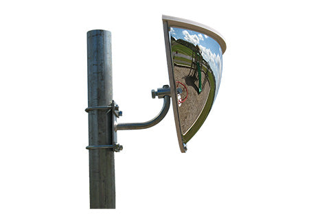 Outdoor half dome mirror rear mount with bracket and U-bolts