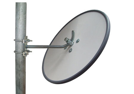 Outdoor heavy duty convex mirror rear mount with U-bolts