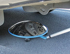Telescopic lookunder inspection mirror on castor wheels checking under a vehicle
