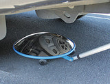 Telescopic lookunder inspection mirror on castor wheels checking under a vehicle