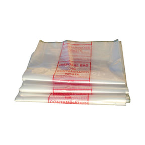 Labelled disposal bag for contaminated waste