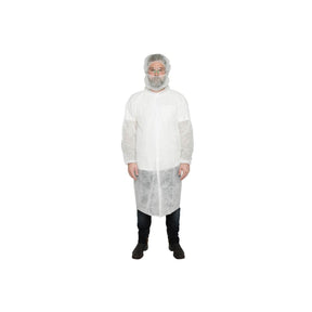 White Disposable Lab Coat ASDLC front view