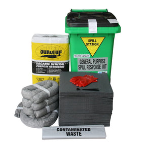 120 Litre General Purpose Spill Kit contents including absorbents and gloves