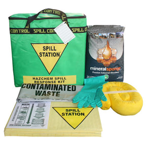 20 Litre Hazchem Spill Kit contents including absorbents and gloves